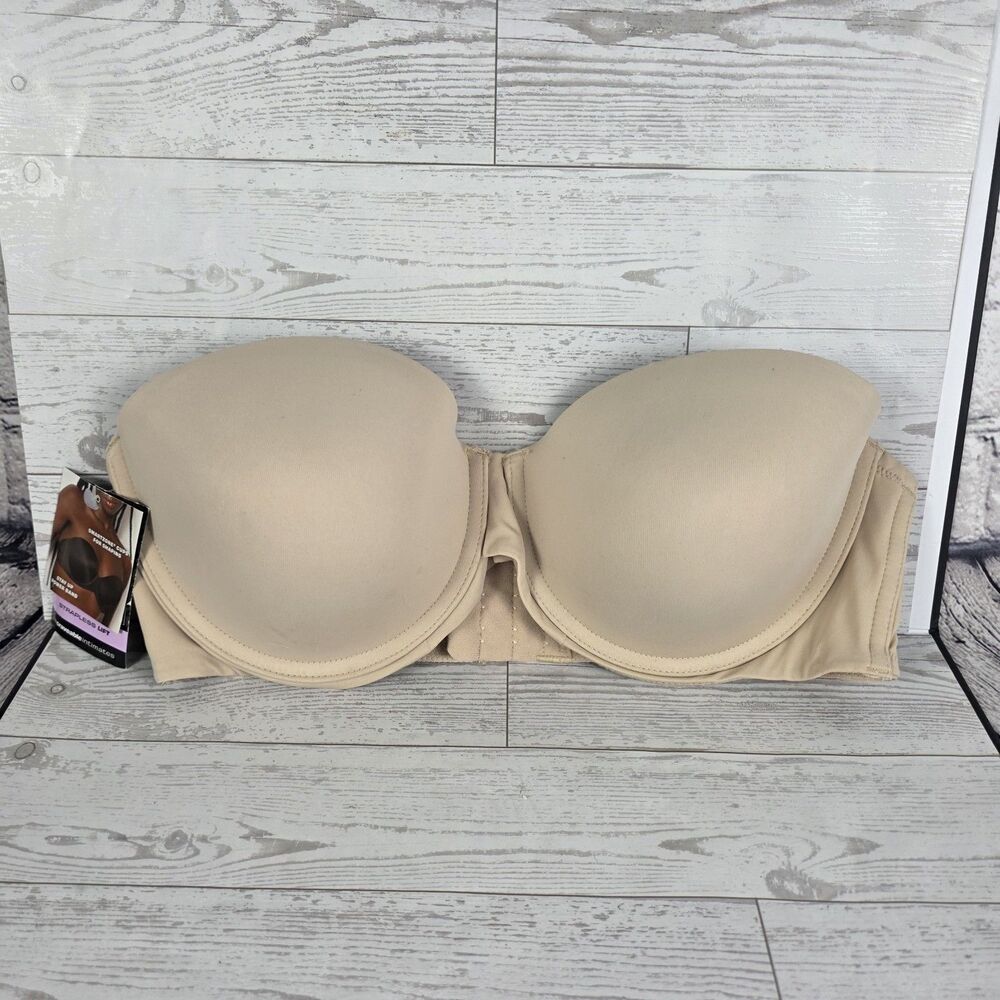 Maidenform Strapless Lift Bra Womens Size 38D Beige Underwire Back Closure NEW